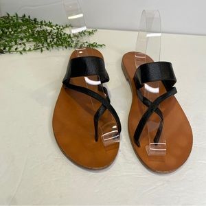 M. Gemi Black THE MEDIO Leather Thong Sandals Size 39 US 8 Made in Italy
